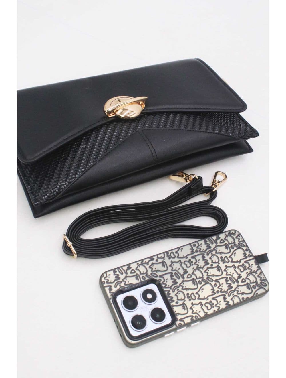 Pochette Bandoulière Effet Tressé RÉASSORT 25P-6151-Noir — vue 4