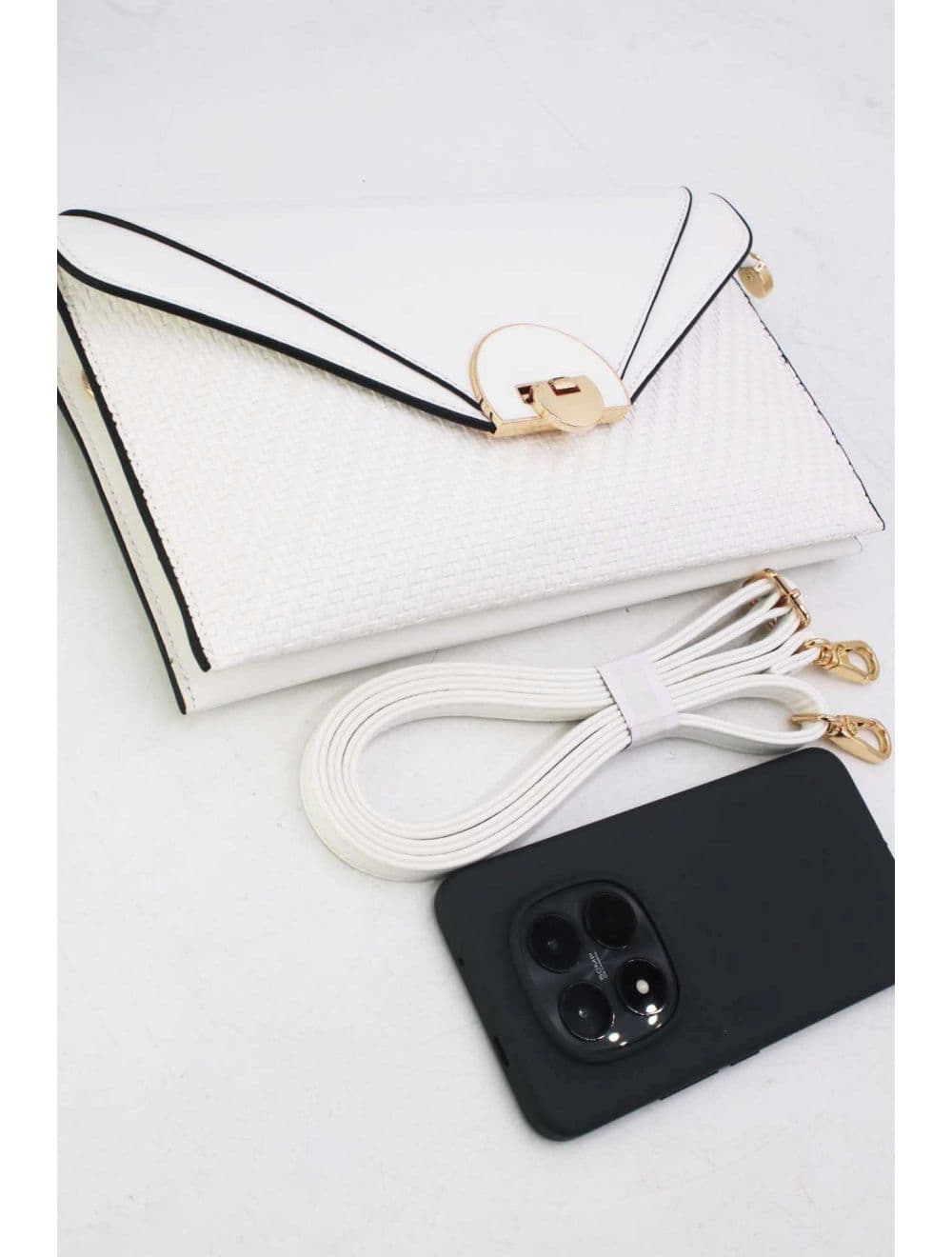 Pochette Bandoulière Effet Tressé RÉASSORT 24P-6099-Blanc — vue 3