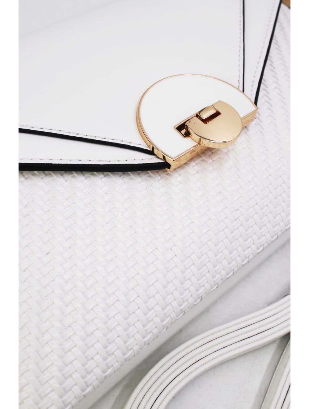 Pochette Bandoulière Effet Tressé RÉASSORT 24P-6099-Blanc — vue 4