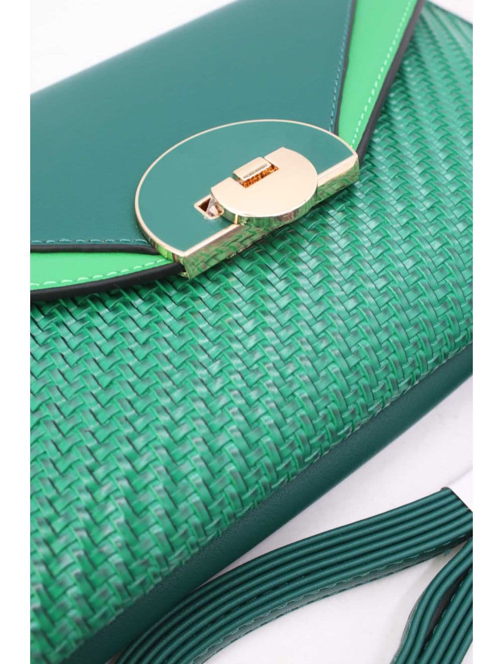 Pochette Bandoulière Effet Tressé RÉASSORT 24P-6099-Green/D.Green — vue 5