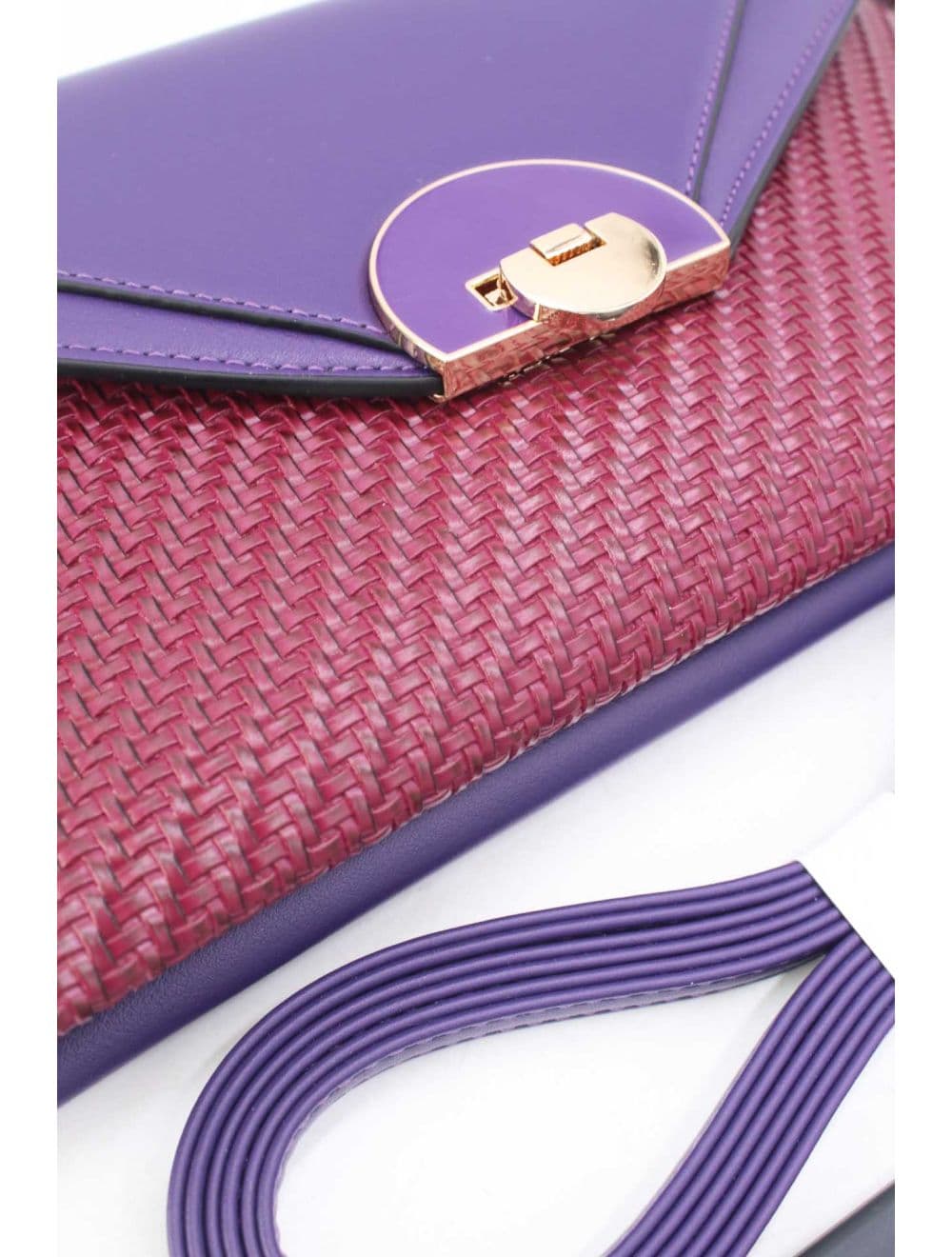 Pochette Bandoulière Effet Tressé RÉASSORT 24P-6099-Wine/D.Purple — vue 5