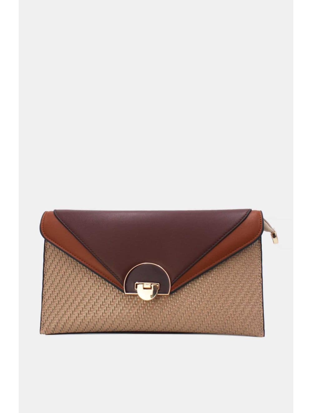 Pochette Bandoulière Effet Tressé RÉASSORT 24P-6099-Brown/Khaki