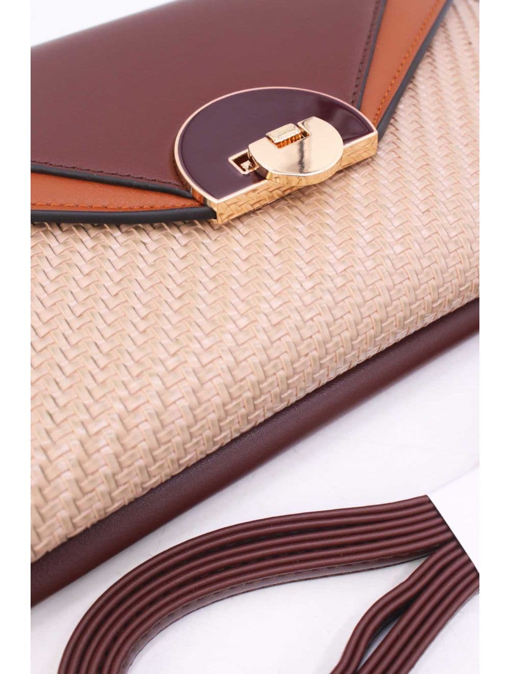 Pochette Bandoulière Effet Tressé RÉASSORT 24P-6099-Brown/Khaki — vue 5