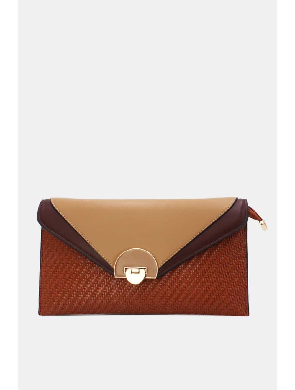 Pochette Bandoulière Effet Tressé RÉASSORT 24P-6099-Khaki/Coffee