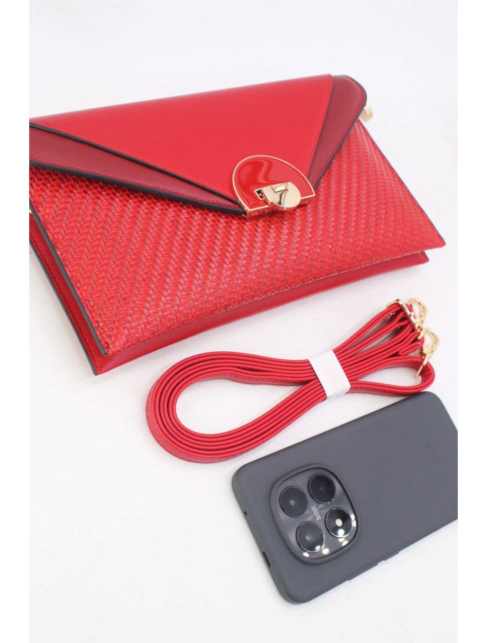 Pochette Bandoulière Effet Tressé RÉASSORT 24P-6099-Rouge — vue 5