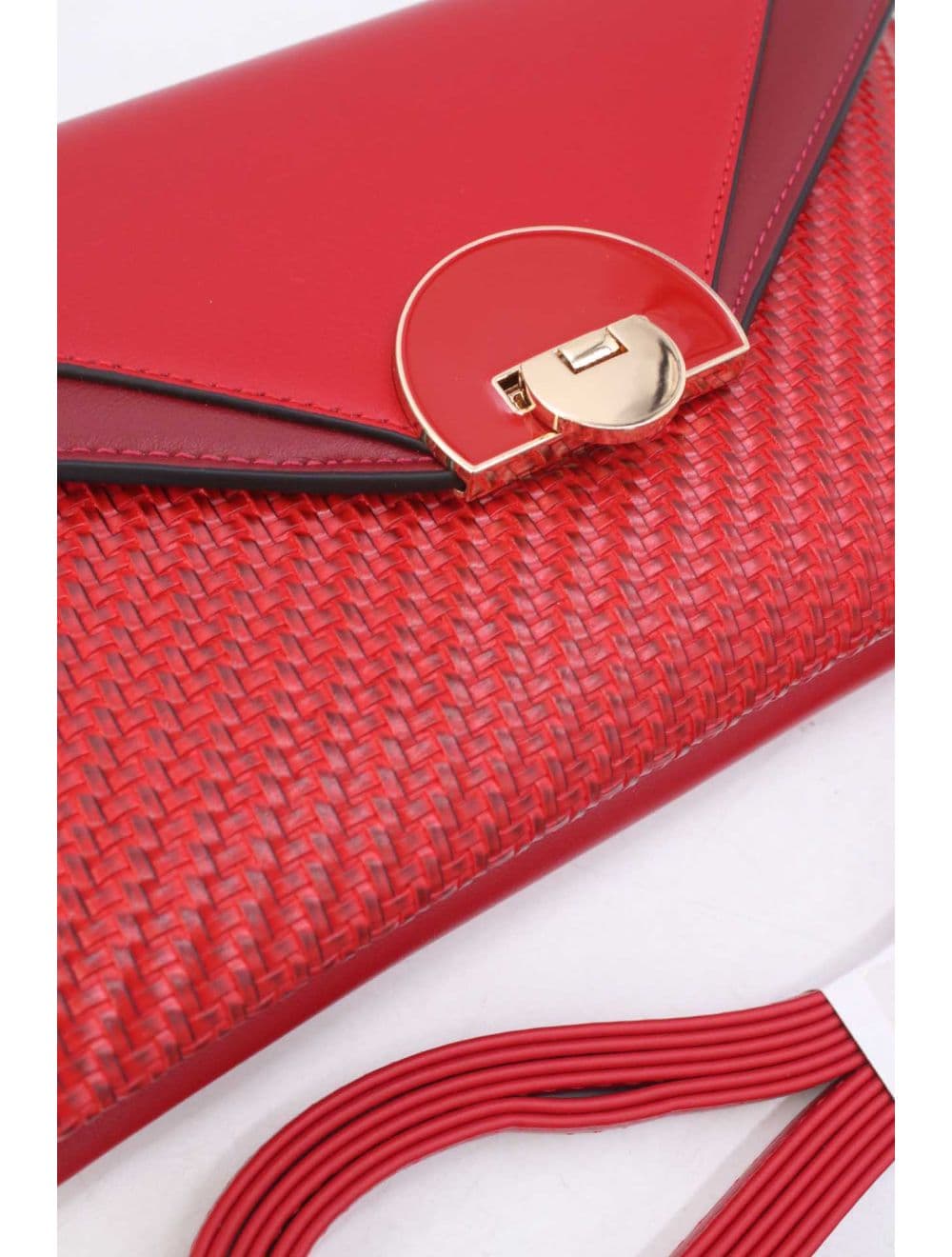Pochette Bandoulière Effet Tressé RÉASSORT 24P-6099-Rouge — vue 6