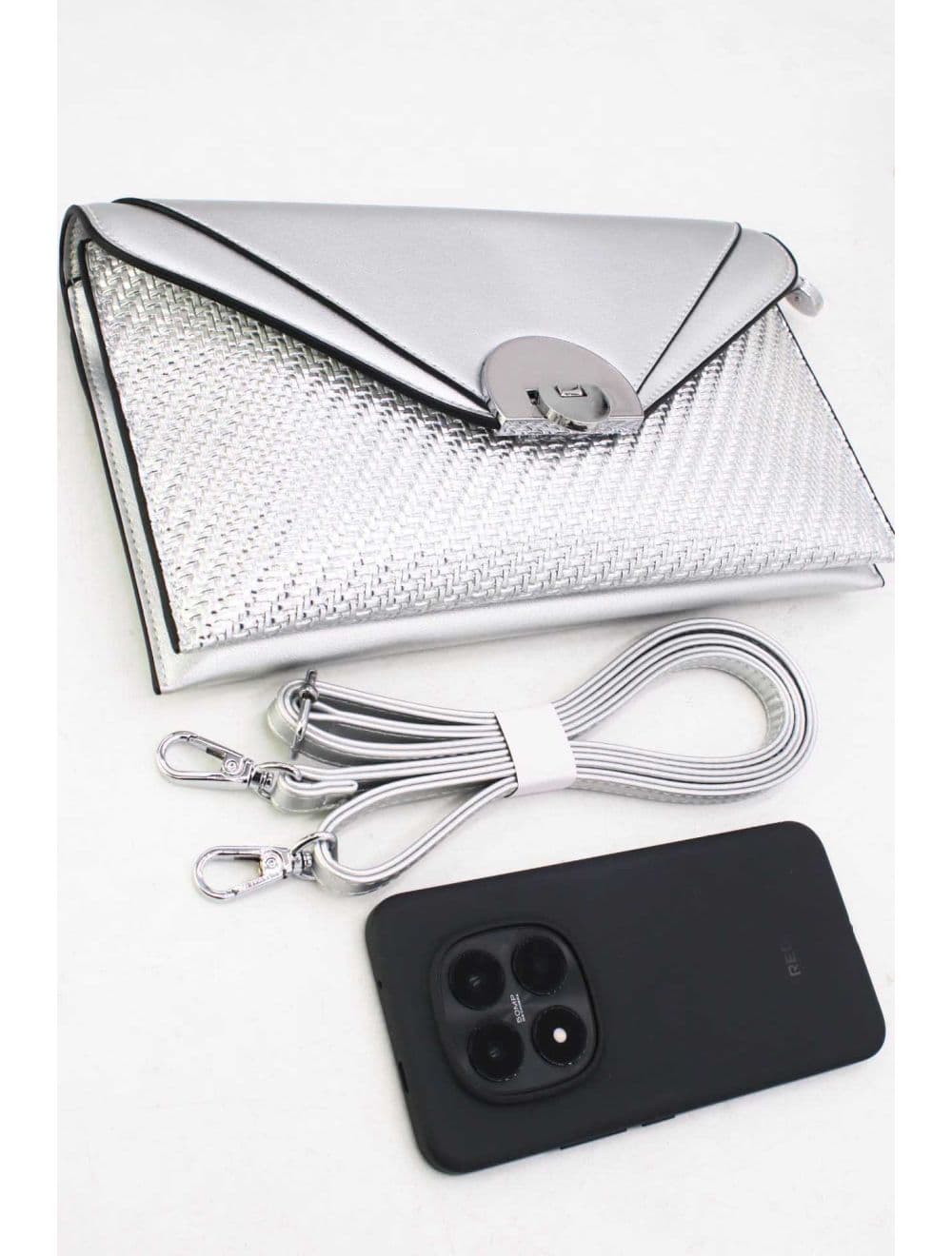 Pochette Bandoulière Effet Tressé RÉASSORT 24P-6099-Argenté — vue 3