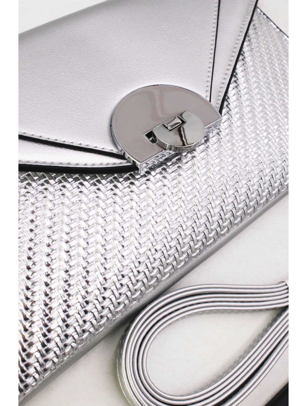 Pochette Bandoulière Effet Tressé RÉASSORT 24P-6099-Argenté — vue 4