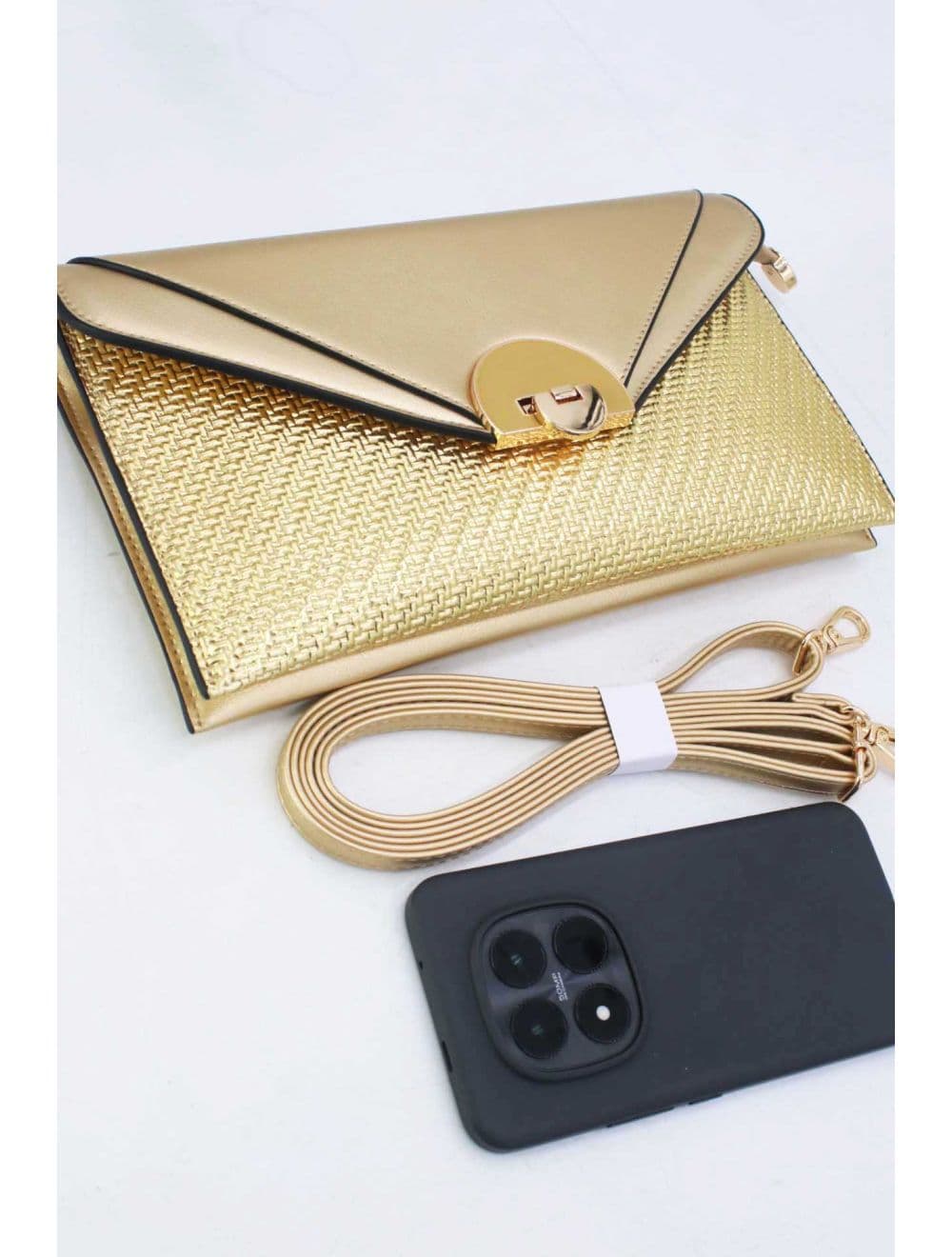 Pochette Bandoulière Effet Tressé RÉASSORT 24P-6099-Doré — vue 3