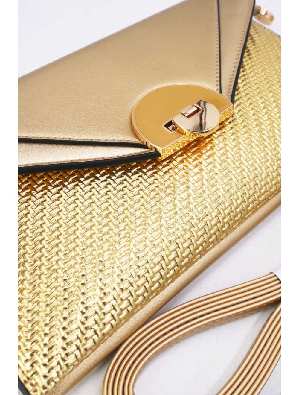 Pochette Bandoulière Effet Tressé RÉASSORT 24P-6099-Doré — vue 4