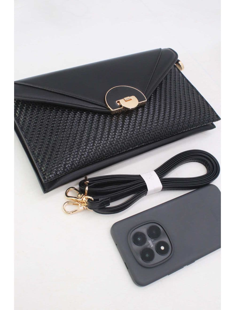 Pochette Bandoulière Effet Tressé RÉASSORT 24P-6099-Noir — vue 4