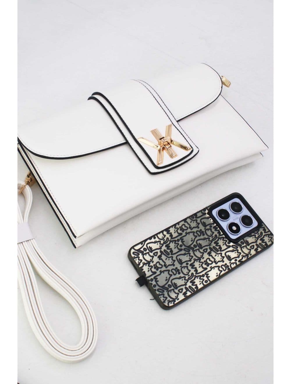 Pochette Bandoulière Avec Languette 25P-6315-Blanc — vue 4