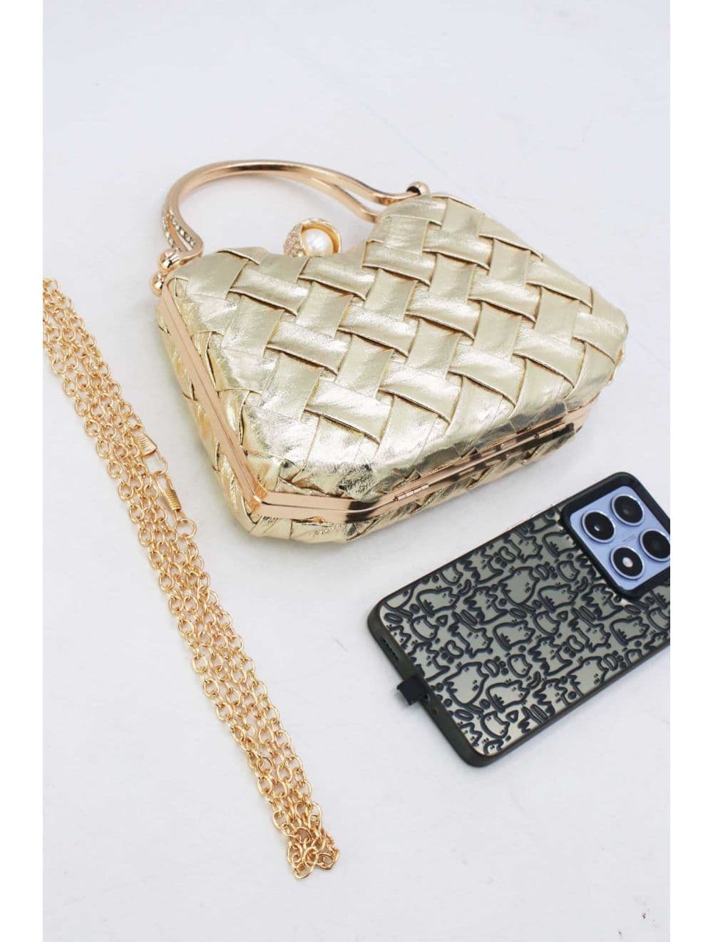 Pochette Soirée Strass Avec Perle 26Y-1259-Doré — vue 5