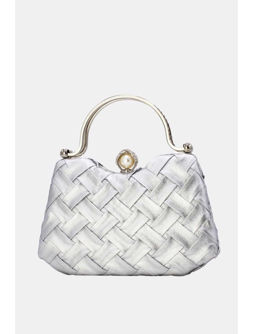 Pochette Soirée Strass Avec Perle 26Y-1259-Argenté
