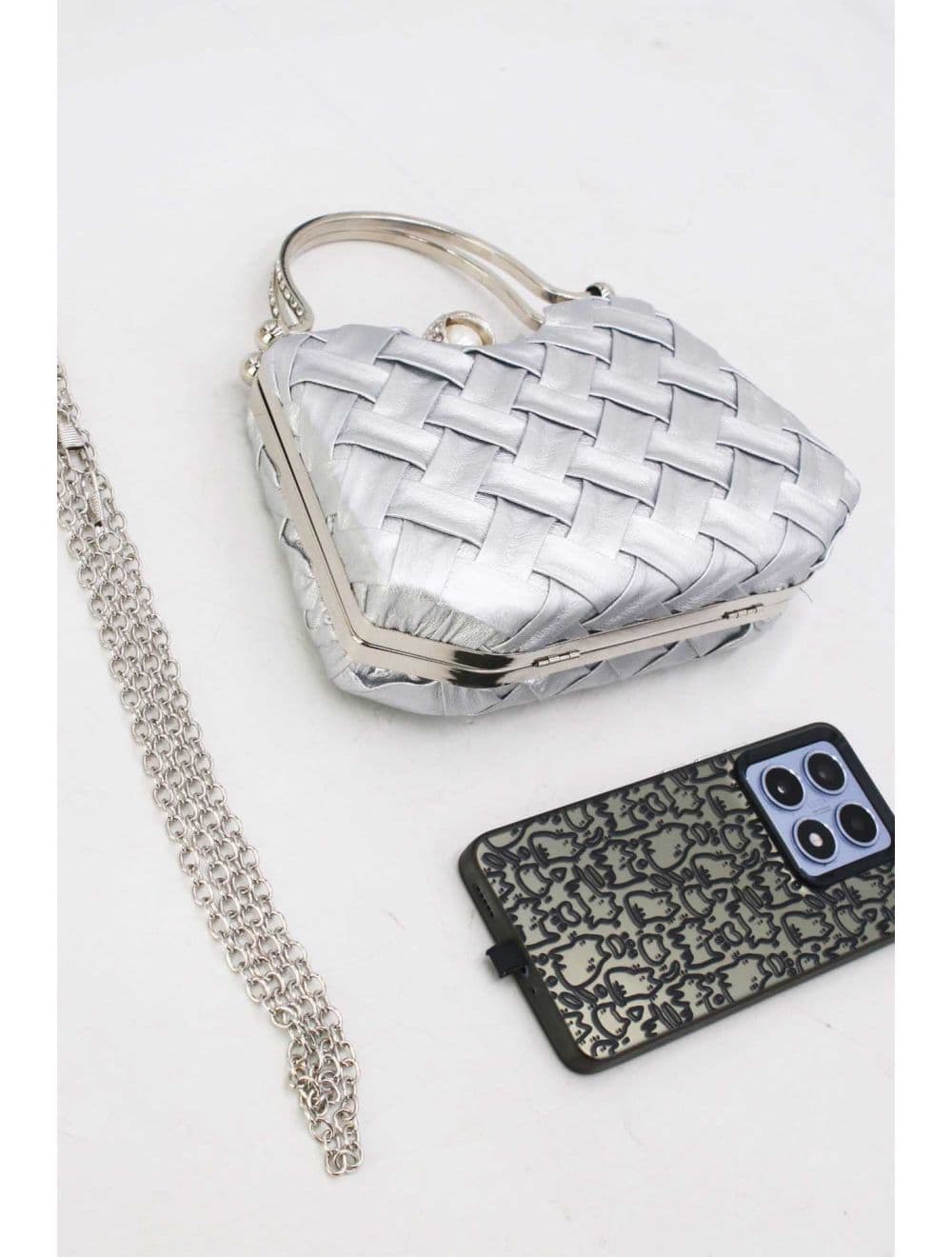Pochette Soirée Strass Avec Perle 26Y-1259-Argenté — vue 4