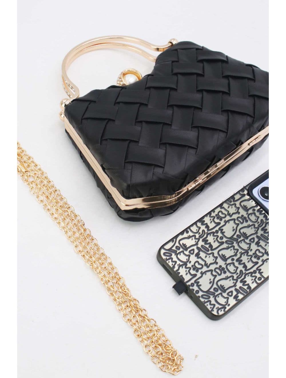 Pochette Soirée Strass Avec Perle 26Y-1259-Noir — vue 5