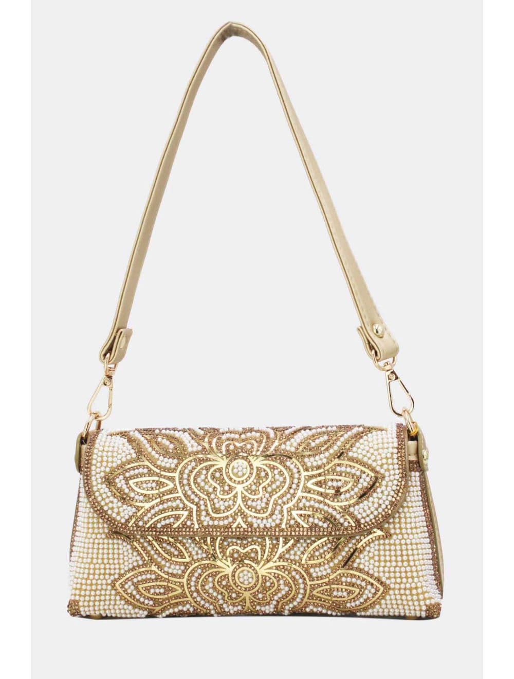 Pochette Soirée ou Marriage Strass et Perles 25P-6137-Doré