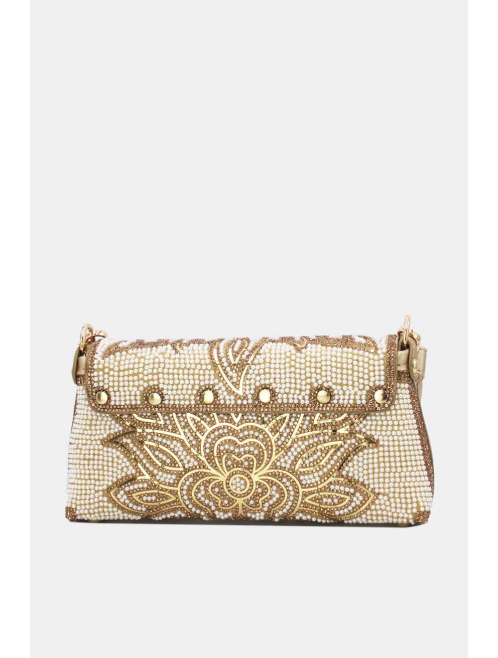 Pochette Soirée ou Marriage Strass et Perles 25P-6137-Doré — vue 3