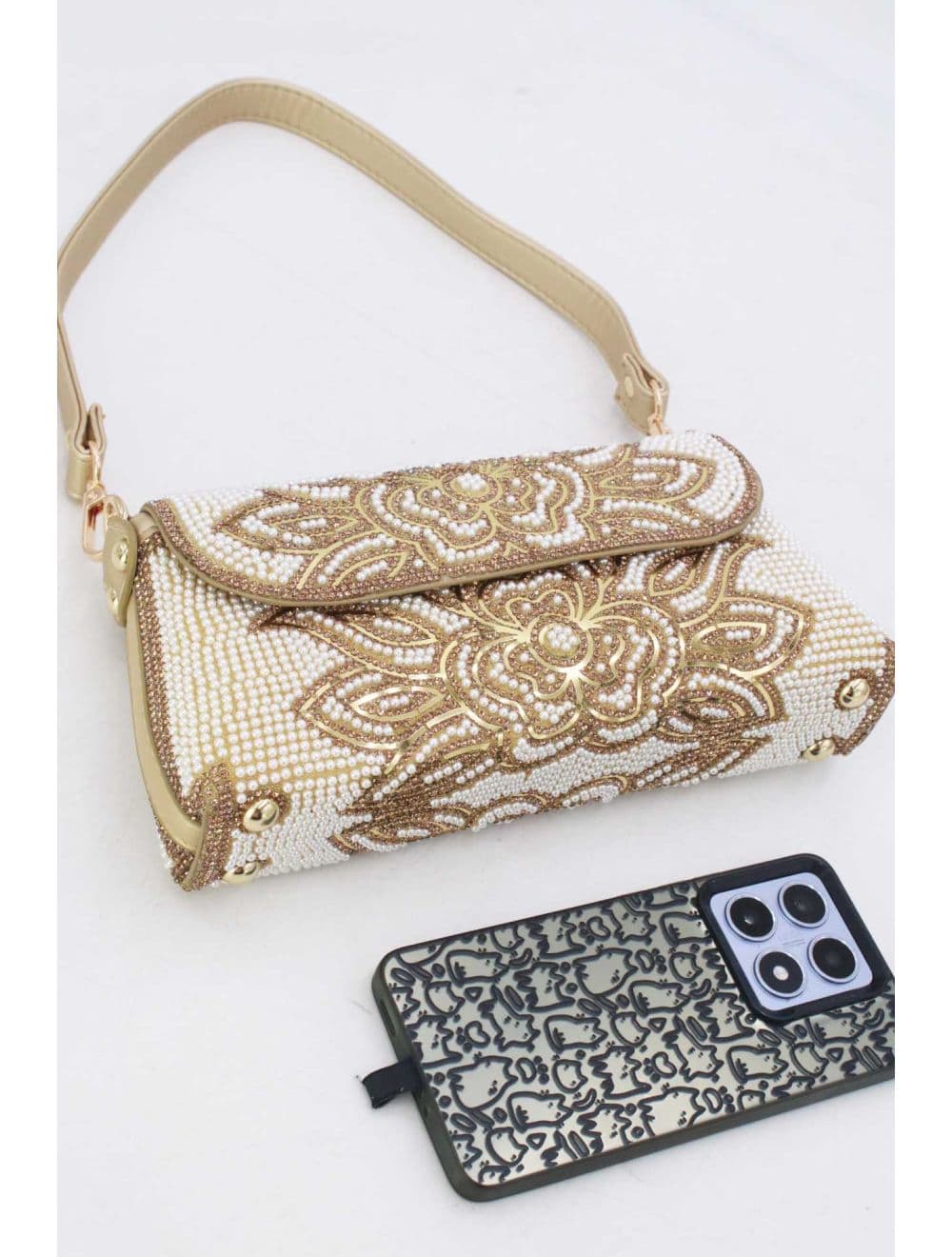 Pochette Soirée ou Marriage Strass et Perles 25P-6137-Doré — vue 4