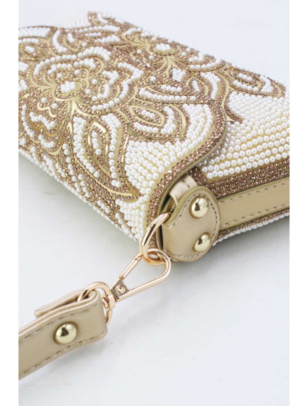 Pochette Soirée ou Marriage Strass et Perles 25P-6137-Doré — vue 5
