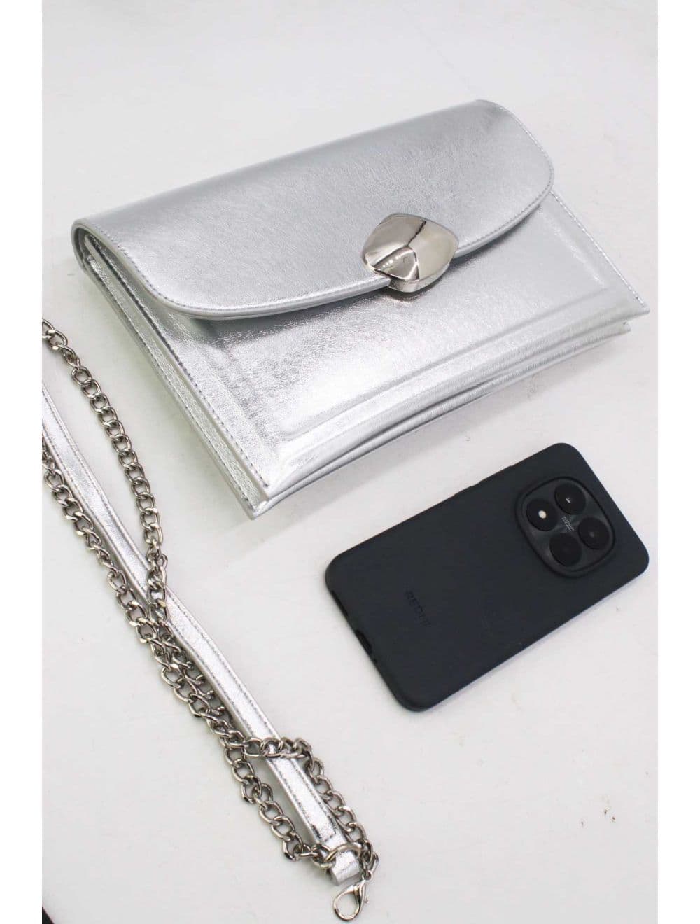 Pochette Bandoulière Vernis 25P-6319-Argenté — vue 4