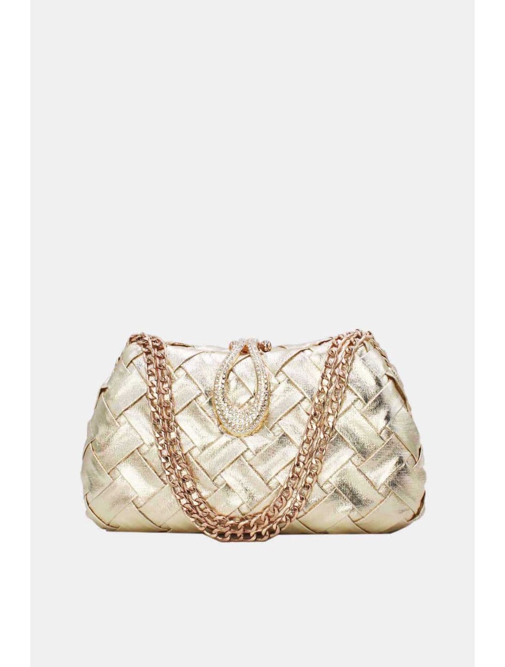 Pochette Soirée Strass Avec Chaîne 25P-6133-Doré