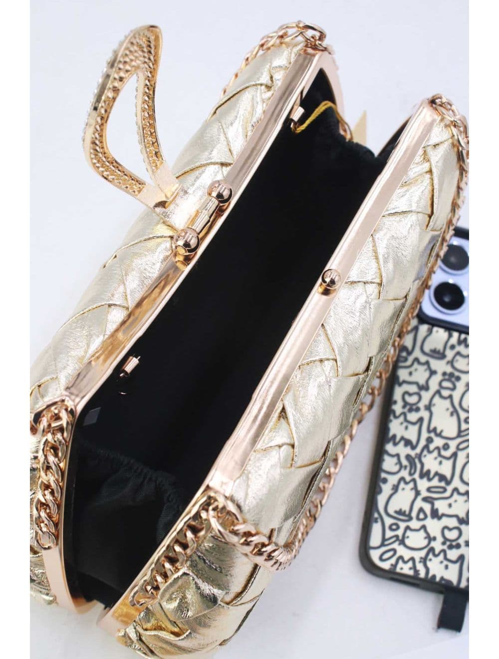 Pochette Soirée Strass Avec Chaîne 25P-6133-Doré — vue 5