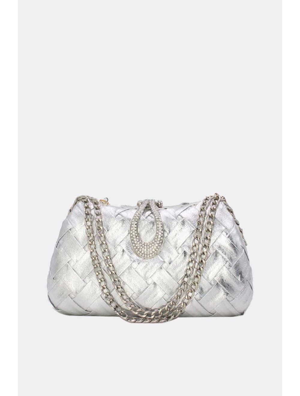 Pochette Soirée Strass Avec Chaîne 25P-6133-Argenté