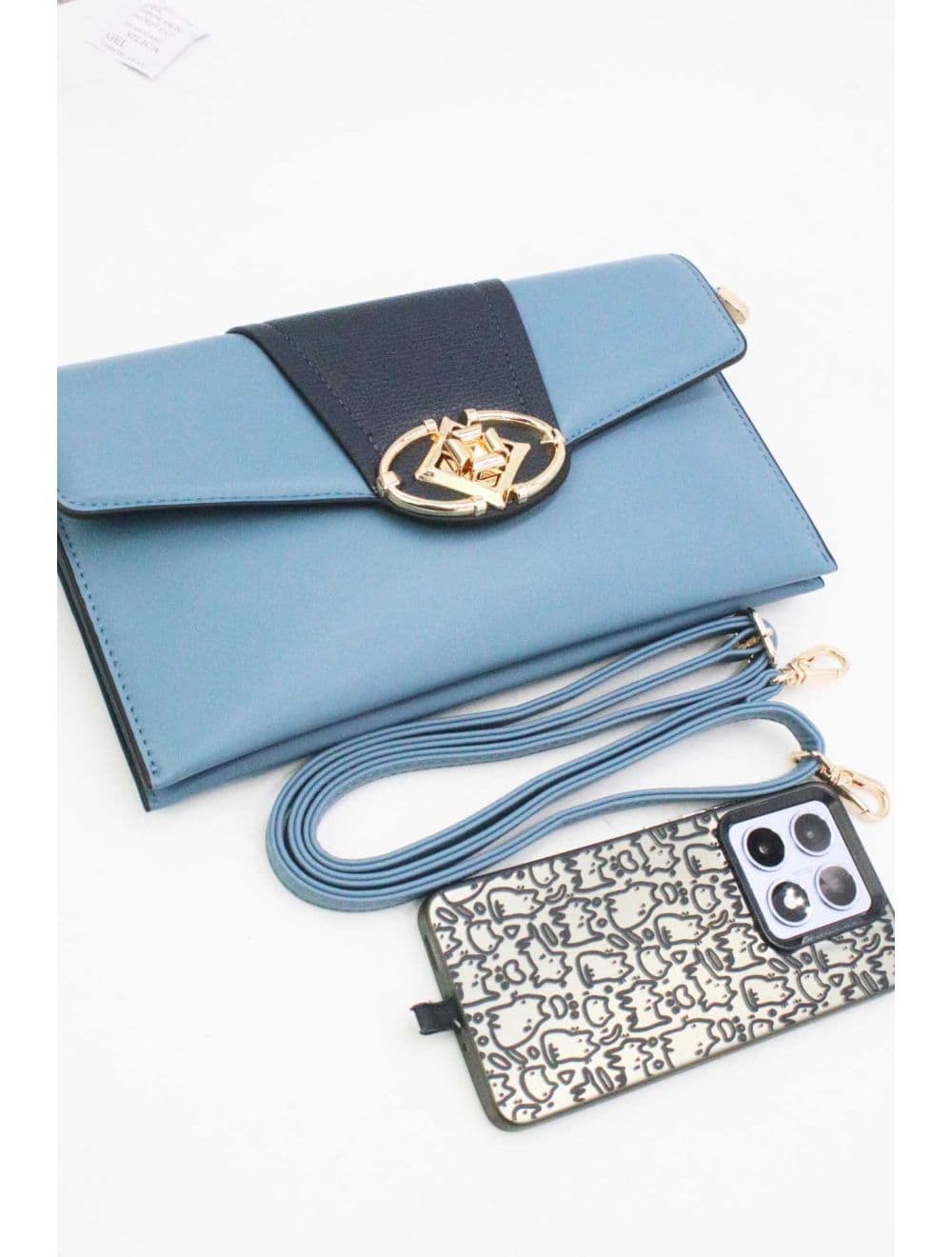 Pochette Bandoulière Effet Cuir Chic 25P-6305-L.Blue/D.Blue — vue 4