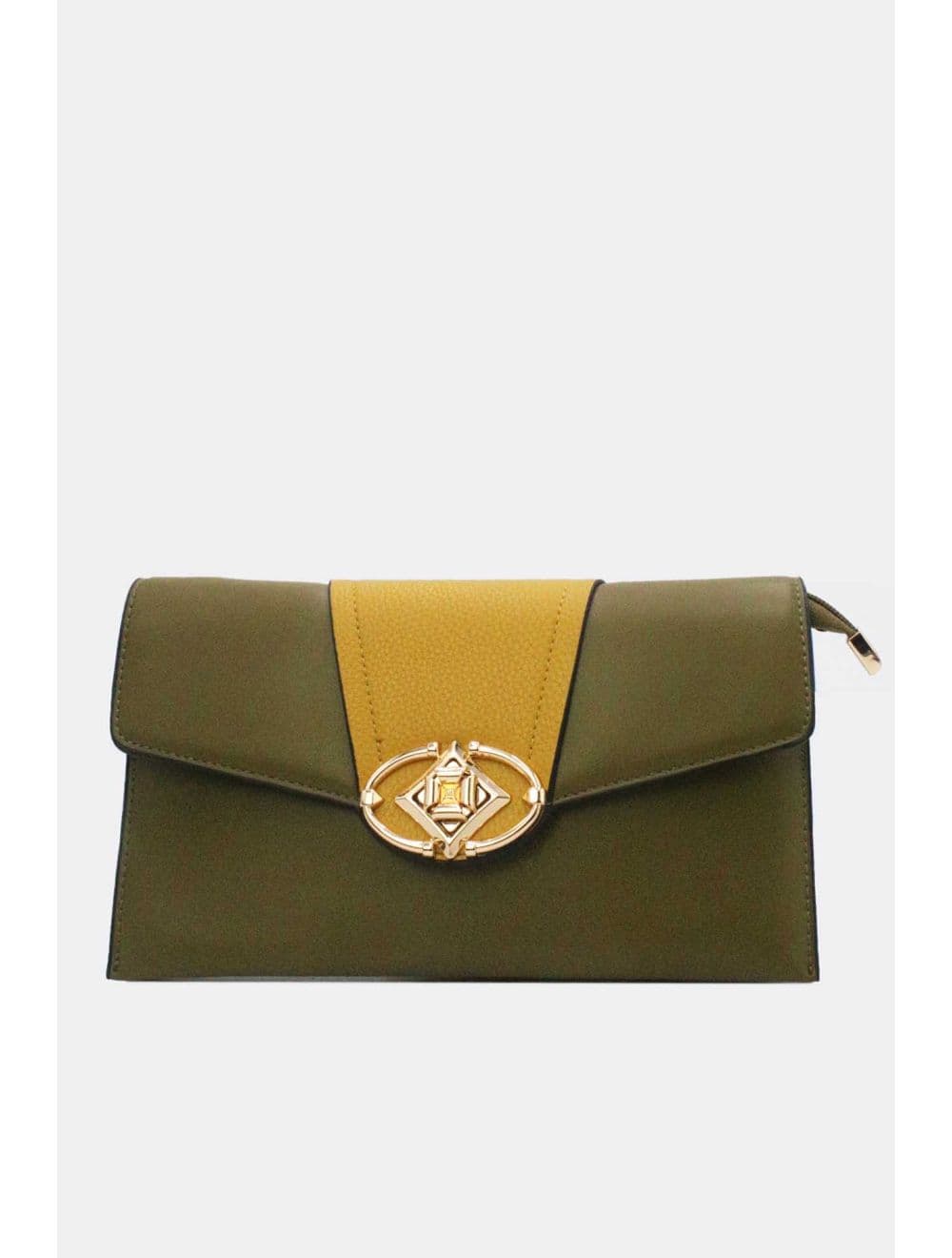 Pochette Bandoulière Effet Cuir Chic 25P-6305-Green/Yellow