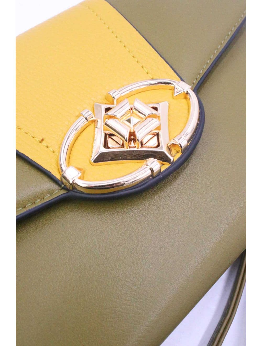 Pochette Bandoulière Effet Cuir Chic 25P-6305-Green/Yellow — vue 5