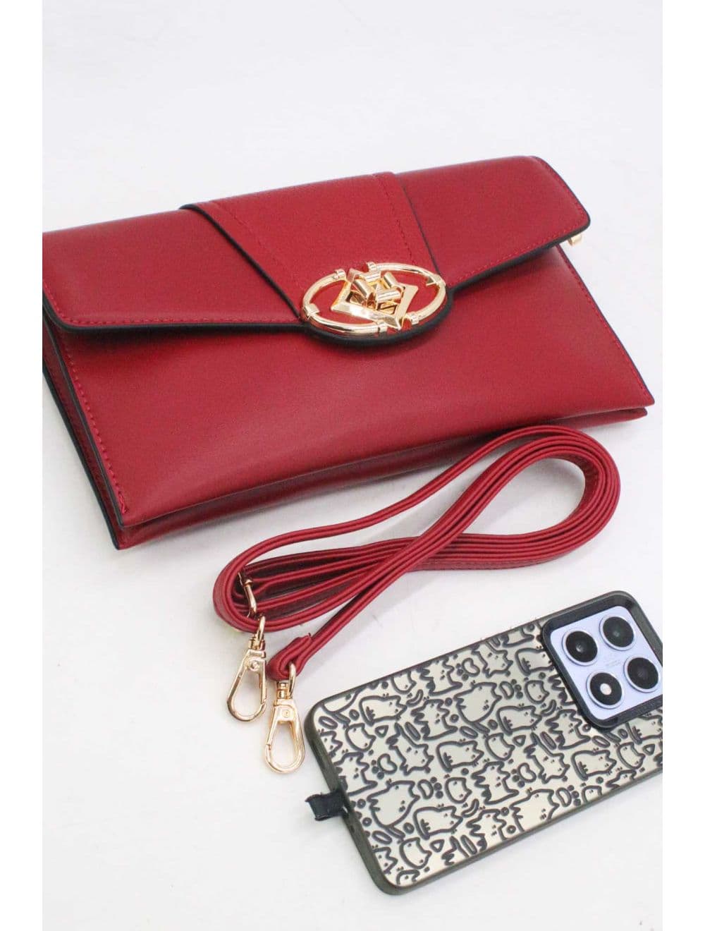 Pochette Bandoulière Effet Cuir Chic 25P-6305-Burgundy/Red — vue 4
