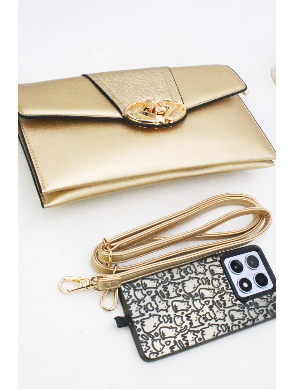 Pochette Bandoulière Effet Cuir Chic 25P-6305-Doré — vue 4