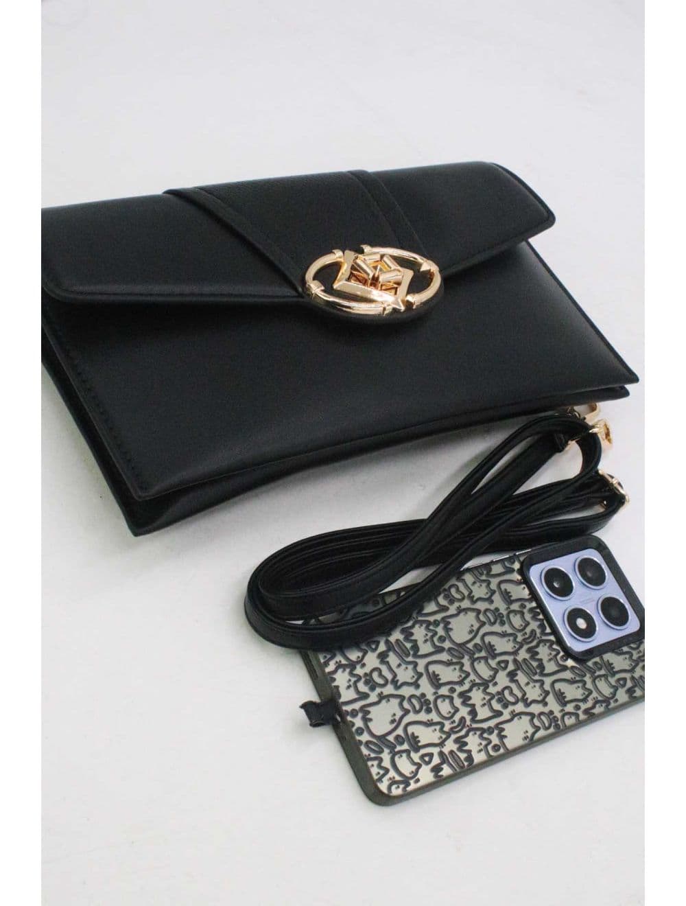 Pochette Bandoulière Effet Cuir Chic 25P-6305-Noir — vue 4