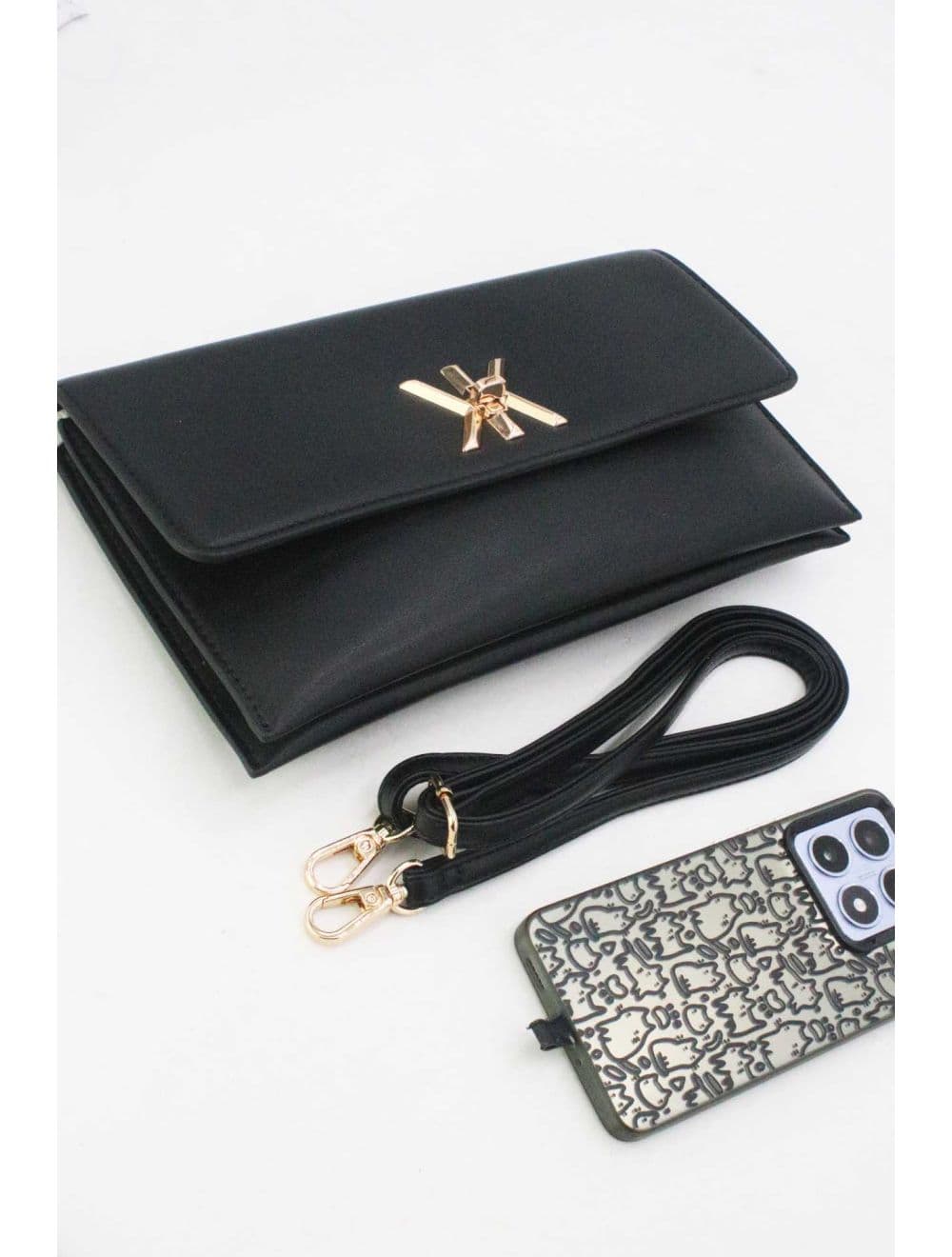 Pochette Bandoulière Effet Cuir Chic 25P-6304-Noir — vue 4
