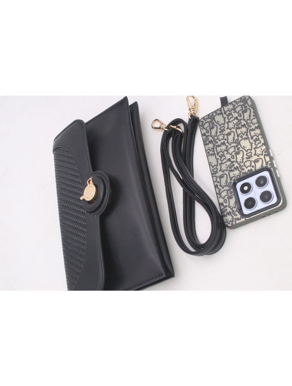 Pochette Bandoulière Effet Tressé Chic 25P-6145-Noir — vue 4