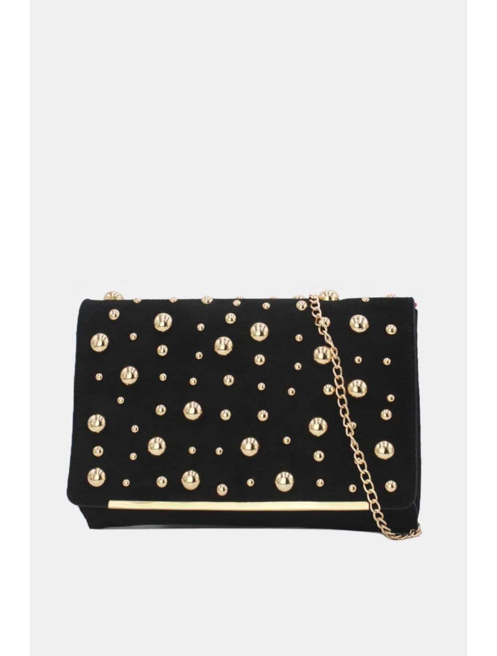 Pochette Bandoulière Velours Clouté 25P-6165-Noir
