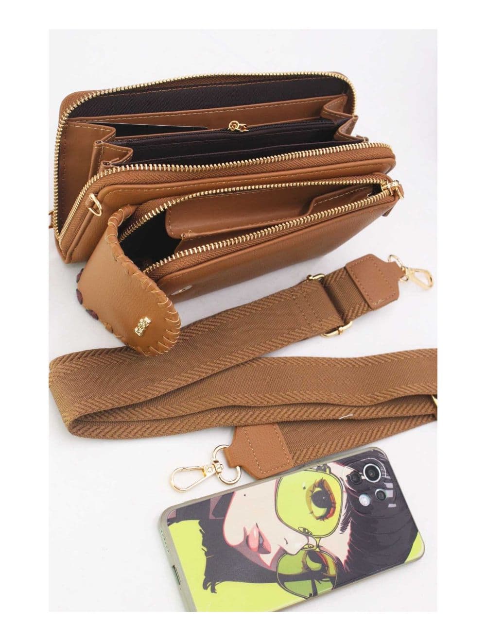 Pochette Téléphone Effet Grainé 24P-6022-Marron