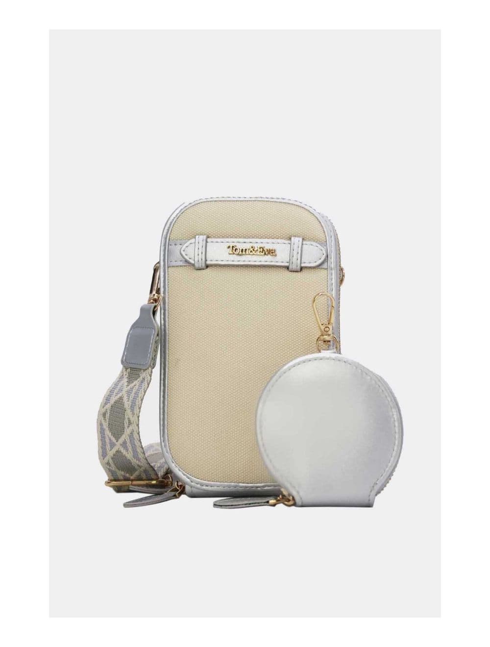Pochette Téléphone Bi-matière Avec Porte Monnaie 24P-5945-Argenté