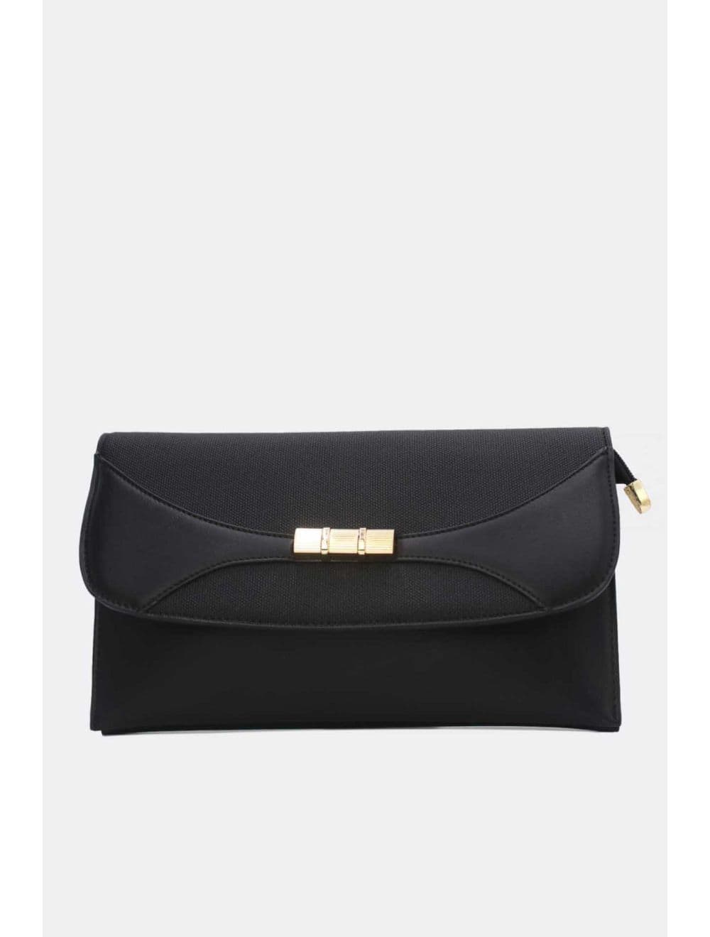 Pochette Bandoulière à Rabat Patchwork Effet Tissu 24P-6045-Noir — vue 5