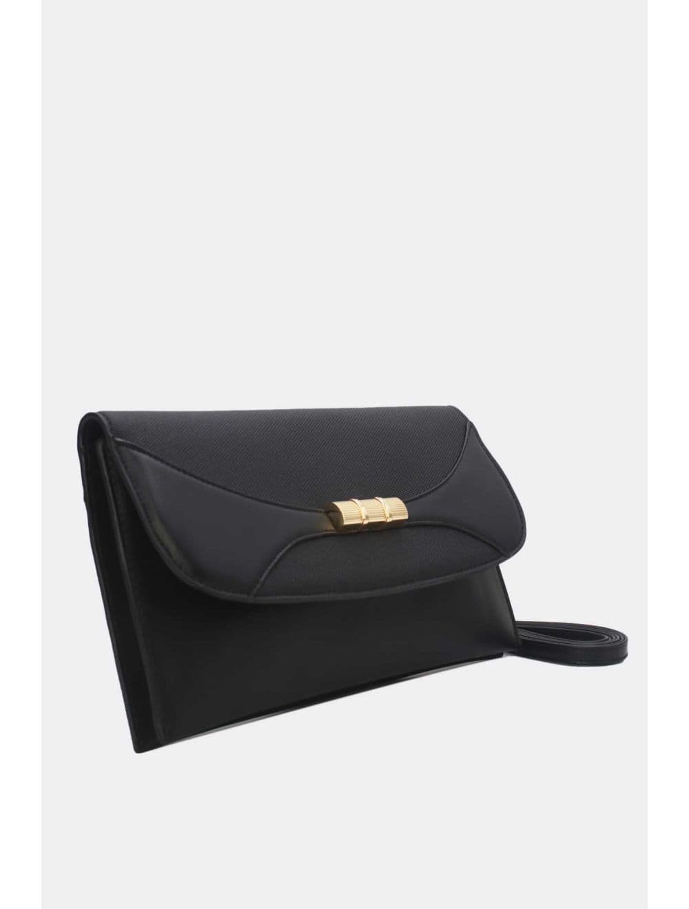 Pochette Bandoulière à Rabat Patchwork Effet Tissu 24P-6045-Noir — vue 6