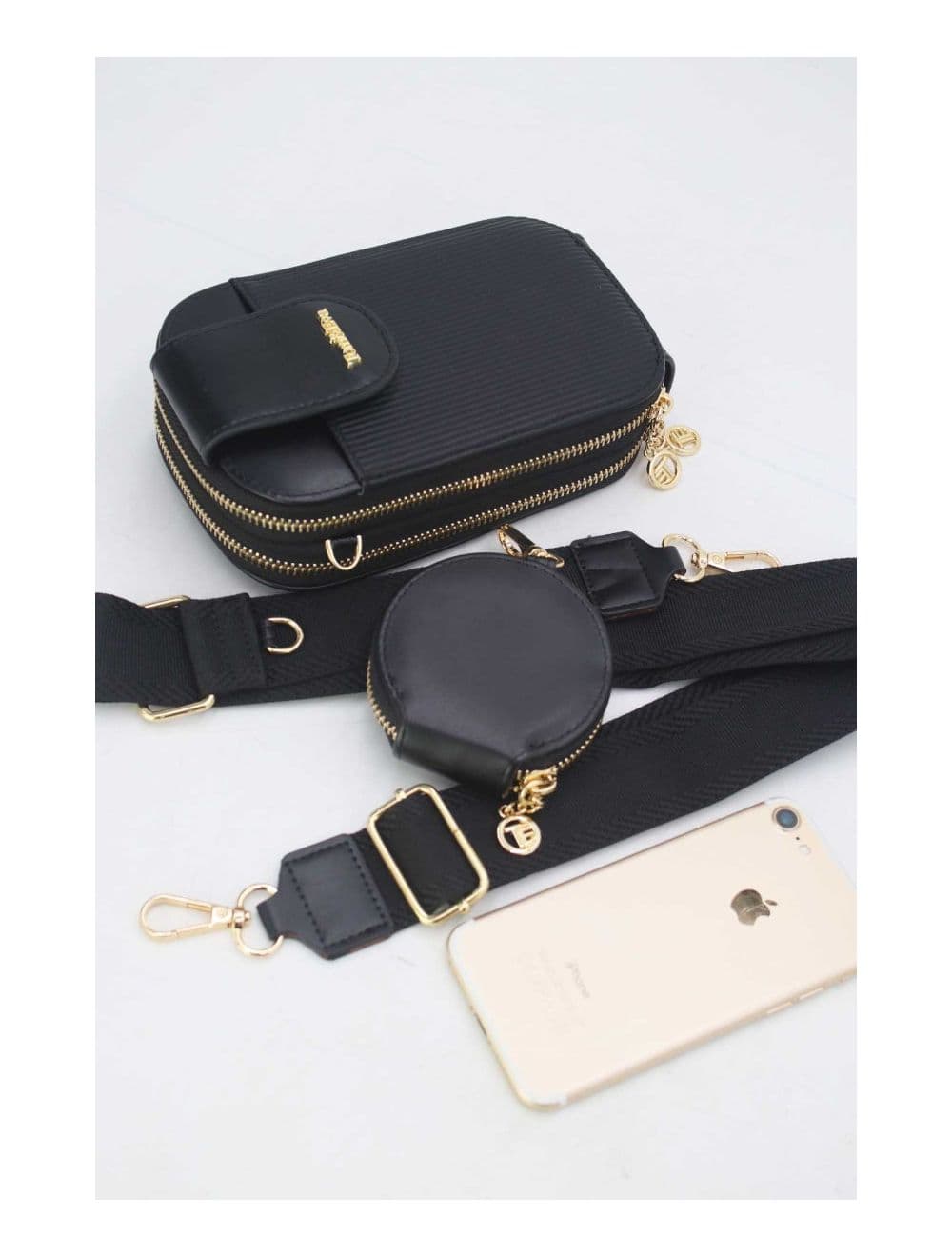 Pochette Téléphone Bi-matière Avec Porte Monnaie 24P-6018-Noir — vue 5