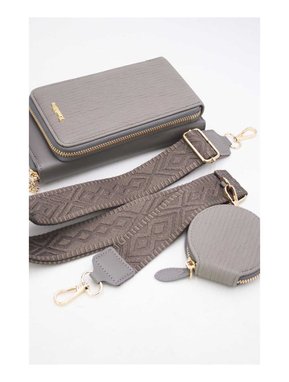 Pochette Téléphone Bi-matière Avec Porte Monnaie RÉASSORT 23P-5821-Gris