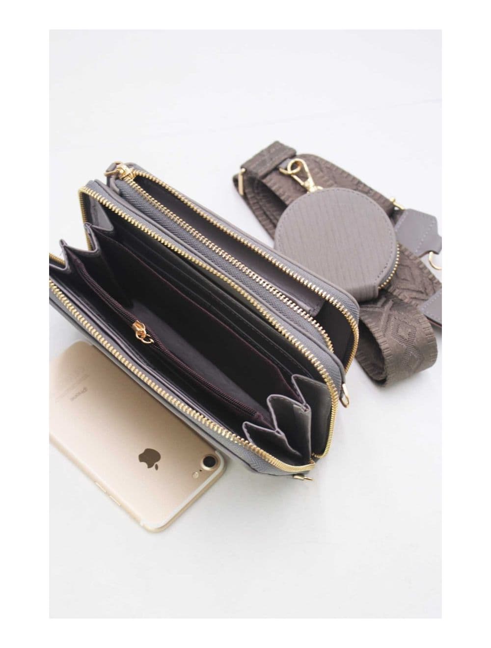 Pochette Téléphone Bi-matière Avec Porte Monnaie RÉASSORT 23P-5821-Gris — vue 4