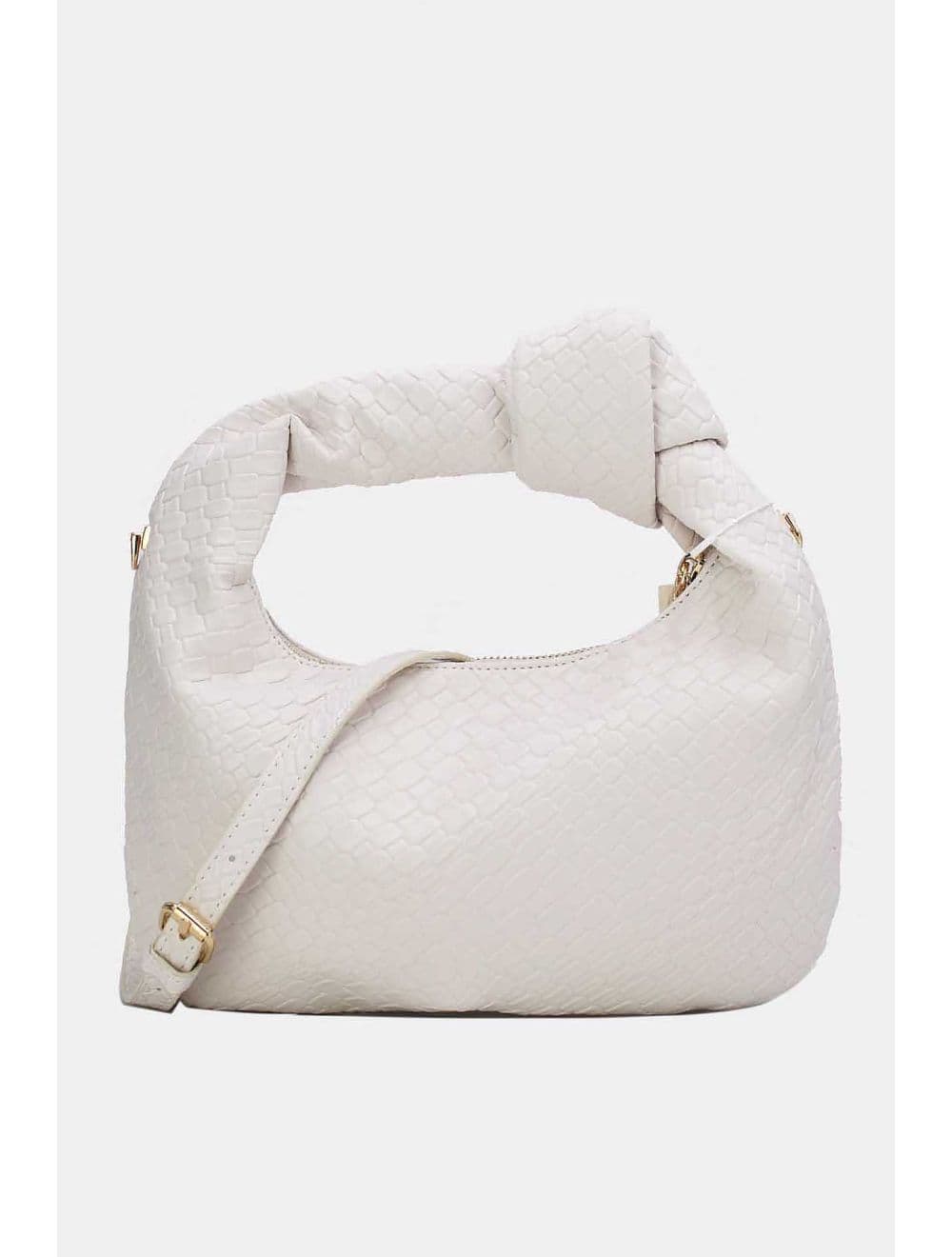 Pochette Forme Crossant Effet Tissé 24P-6098 -Blanc