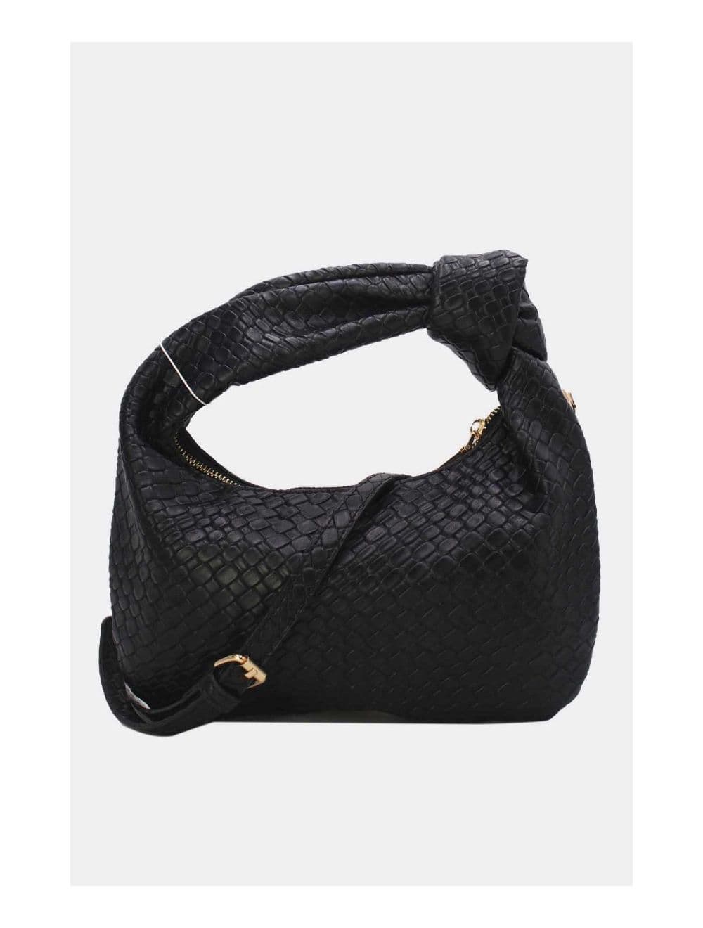 Pochette Forme Crossant Effet Tissé 24P-6098 -Noir