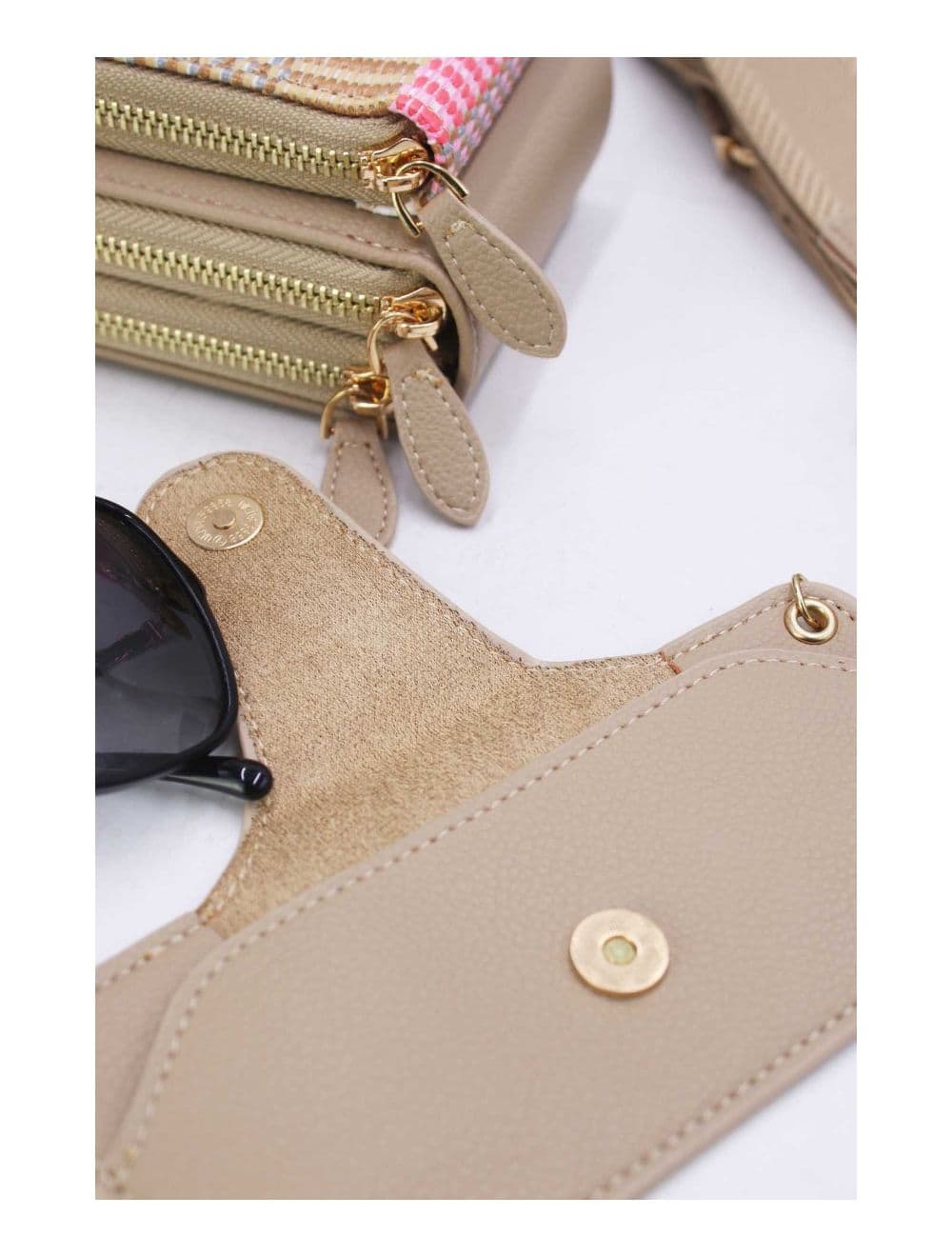 Pochette Téléphone Effet Paille Avec Porte Lunette 24P-5944-Abricot — vue 5