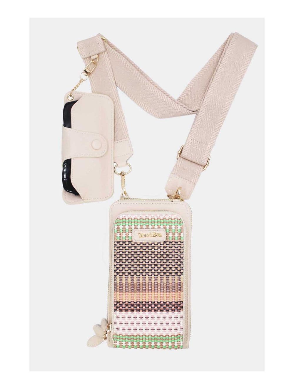 Pochette Téléphone Effet Paille Avec Porte Lunette 24P-5944-Beige — vue 2