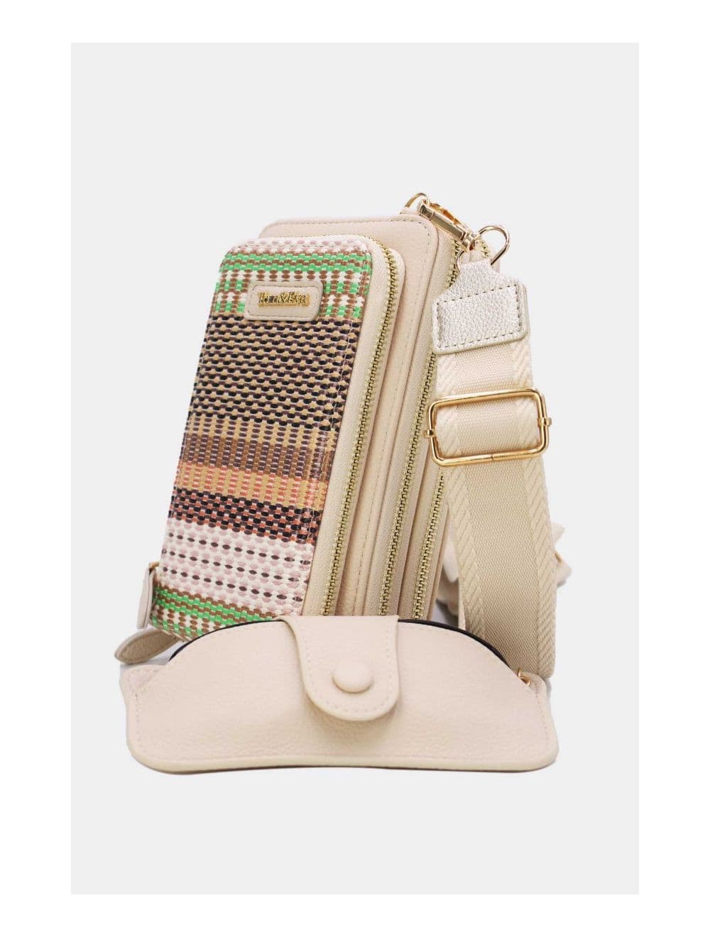 Pochette Téléphone Effet Paille Avec Porte Lunette 24P-5944-Beige — vue 3