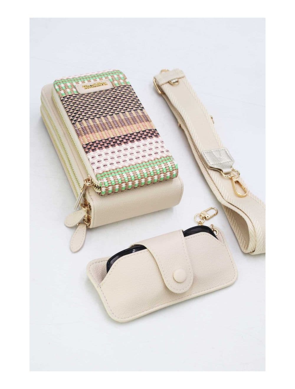 Pochette Téléphone Effet Paille Avec Porte Lunette 24P-5944-Beige — vue 4